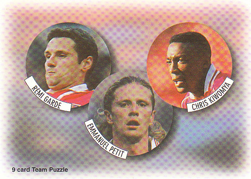 Remi Garde Emmanuel Petit Chris Kiwomya Arsenal 1997/98 Futera Fans' Selection #2